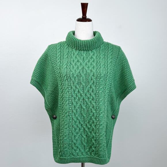 Aran Sweater Market Irish 100% Merino Wool Cable Knit Poncho NWT - Picture 2 of 7